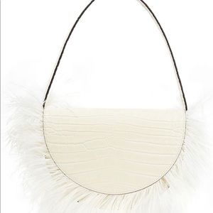 Staud Ecru Croc Effect Shoulder Bag